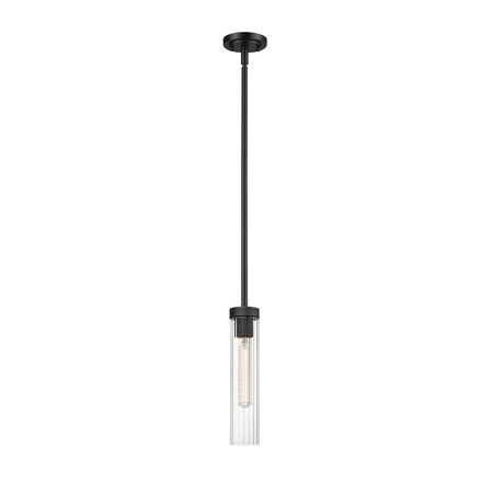 Z-Lite Beau Pendant, 1-Light, 4.75 In.W x 12.75 In.H, Matte Black/Clear 740P-ROD-MB